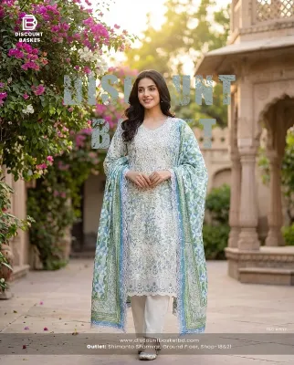 Swizz Lawn Embroidered Lace Stitched 3Pc